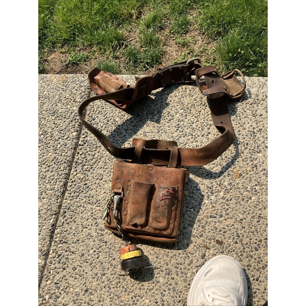 Carpenter Electrician Tool Belt Leather Pocket Hammer Holder VINTAGE Work